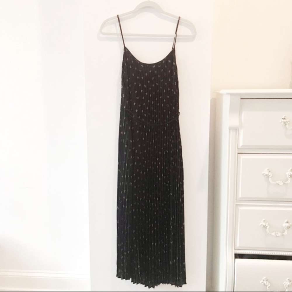 Vince Pleated Floral Dress - Navy XS